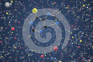 Mercaptopurine molecule. Ball-and-stick molecular model. Chemistry related 3d rendering photo