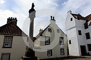White houses of Mercat cross, Culross, Scotland photo