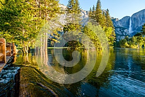 Merced River and Yosemite Falls landscape