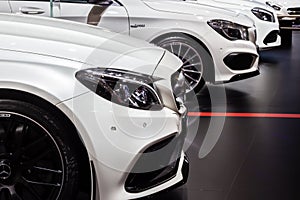 Mercedes AMG cars at the Brussels Expo Autosalon motor show. Belgium - January 12, 2016