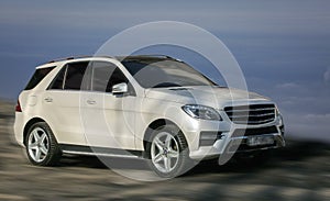 Mercedes Benz ML-350 white car.