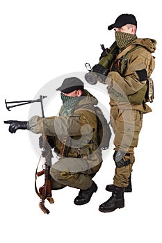 Mercenaries with machine gun and rocket launcher