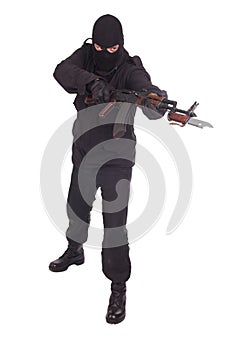 Mercenary with AK 47 gun witn bayonet