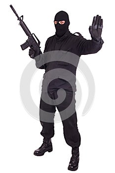 Mercenary with CAR15 rifle