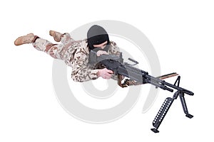 Mercenary with m60 machine gun photo