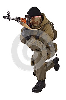 Mercenary sniper with SVD sniper rifle photo