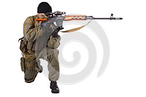 Mercenary sniper with SVD sniper rifle photo