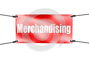 Merchandising word with red banner