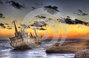 Merchant ship Edro III wrecked in sea cave (Cyprus island)