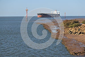 Merchant ship entering Port Hedland Pilbara Ports Authority Western Australia