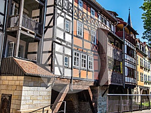 Merchants Bridge, Kraemerbruecke in Erfurt, Germany. It is built over entirely with houses