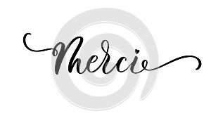 Merci hand lettering inscription label sticker.