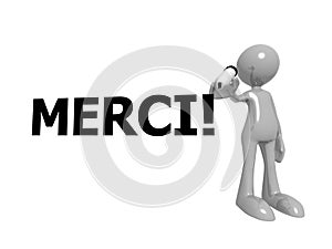 Merci with man on white