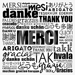 Merci Thank You in French word cloud