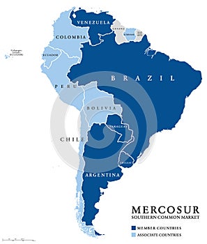 MERCOSUR Southern Common Market countries info map