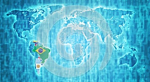 Mercosur territory on world map photo