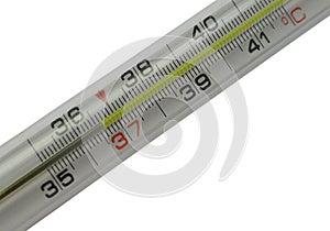 Mercurial thermometer scale (36,6) isolated on a w photo