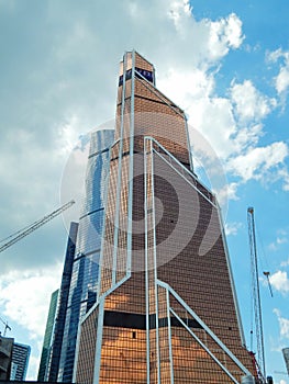 Mercury City Tower in Moscow-City (an international business centre) and constructing works around it.