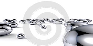 Mercury Droplets On White