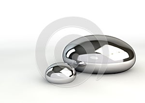 Mercury Droplets On White