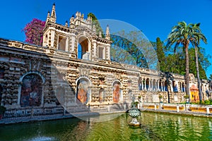 Mercury fountain at the real alcazar de Sevilla in Spain photo