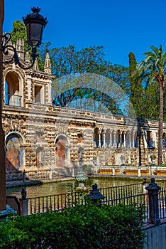 Mercury fountain at the real alcazar de Sevilla in Spain photo