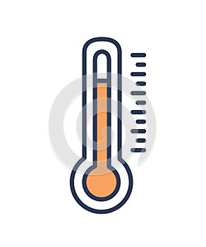 Mercury-in-glass or mercury thermometer isolated on white background. Measurement tool, meteorological equipment for photo