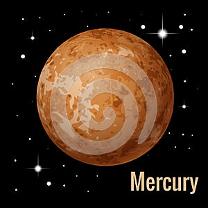 Mercury planet 3d vector illustration. High quality isometric solar system planets.