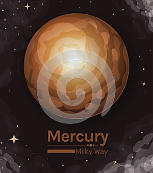 Mercury planet milky way style icon vector design