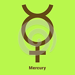 Mercury. Planet symbol. Vector color sign. Astrological calendar. Jyotisha. Hinduism, Indian or Vedic astrology photo