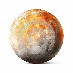 Mercury Planet On White Background - Realistic Textures And Iridescent Colors