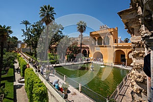 Mercury Pond (Estanque de Mercurio) at Alcazar Gardens (Royal Palace of Seville) - Seville, Andalusia, Spain