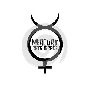 Mercury Retrograde symbol, warning, planet sign, vector illustration