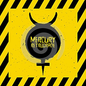 Mercury Retrograde symbol, warning, planet sign, vector illustration