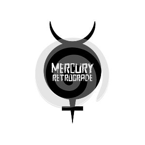 Mercury Retrograde symbol, warning, planet sign, vector illustration