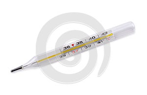 Mercury thermometer isolated on white