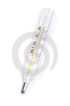 Mercury thermometer isolated on white