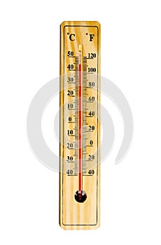 Mercury thermometer isolated on white