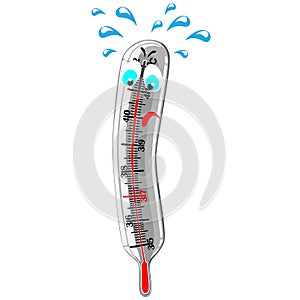 Mercury thermometer showing high temperature