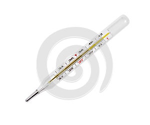 Mercury thermometer showing high temperature