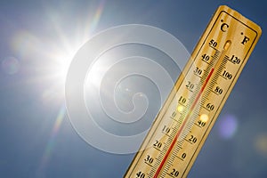 Mercury thermometer Summer heat Sun light