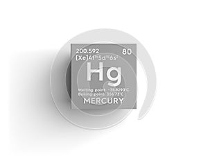 Mercury. Transition metals. Chemical Element of Mendeleev\'s Periodic Table. 3D illustration