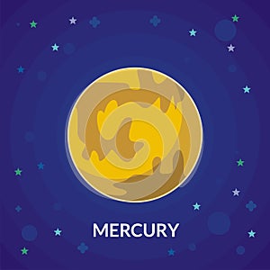 Mercury Vector Illustration, with star and blue background