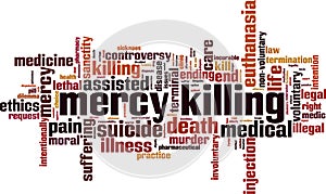 Mercy killing word cloud
