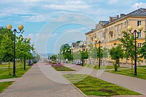 Mere puiestee promenade leading to a beach in Sillamae