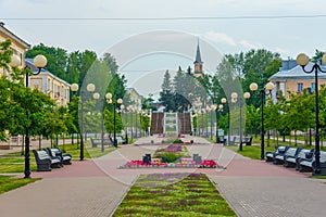 Mere puiestee promenade leading to a beach in Sillamae