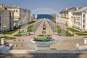 Mere puiestee public  walkway in Sillamae on a sunny day