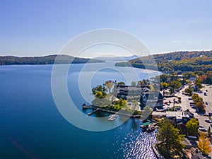 Meredith aerial view in fall, New Hampshire, USA