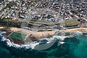 Merewether Beach and baths - Newcastle NSW Australia aerial view photo