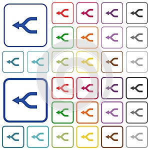 Merge arrows left outlined flat color icons